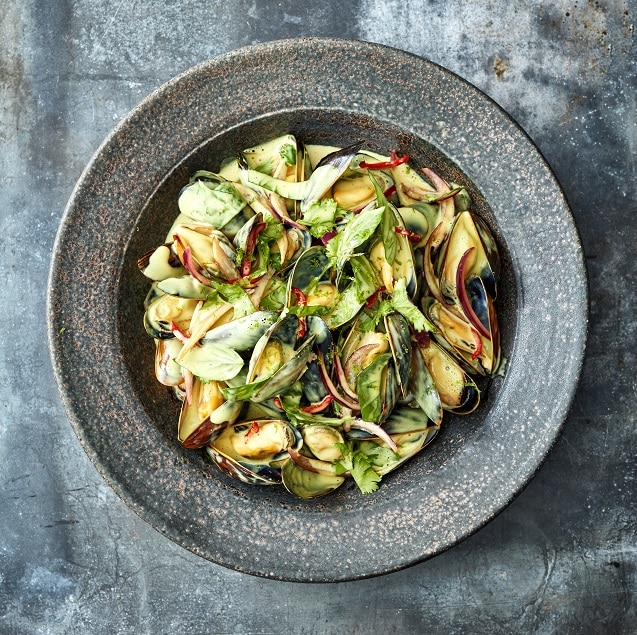 Mosselen met kerrie en kokos